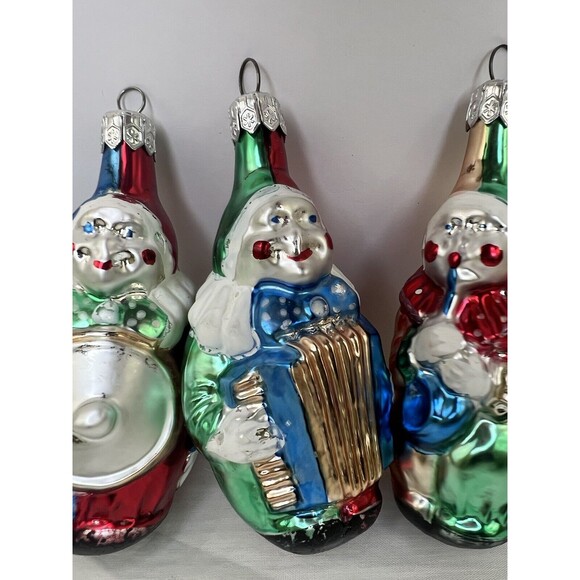 3 Vintage Clown Christmas Tree Ornaments Germany Musical Instruments - Picture 3 of 6